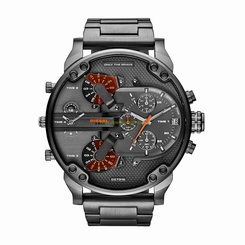 Diesel Watches : DZ7315 Grey Dial Multi Time Zone Stop Watch Men Watch