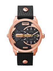 Diesel Watches : DZ7317 Quartz Dual Time Black Leather Men Watch