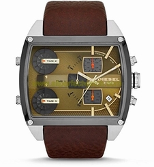 Diesel Watches : DZ7327 Quartz Triple Time Chronograph Brown Leather Men Watch