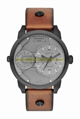 Diesel Watches : DZ7337 Quartz Dual Time Zone Brown Leather Men Watch