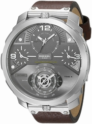 Diesel Watches : DZ7360 Quartz Machinus Chronograph 4 Time Zone Brown Leather Men Watch