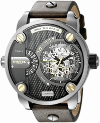 Diesel Watches : DZ7364 Automatic Dual Time Zone Leather Men Watch