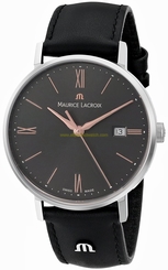 Maurice Lacroix Watches : EL1084-SS001-811 Quartz Analog Date Black Leather Women Watch