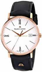 Maurice Lacroix Watches : EL1087-PVP01-110 Quartz Analog Date Black Leather Men Watch