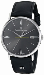 Maurice Lacroix Watches : EL1087-SS001-810 Quartz Analog Date Black Leather Men Watch