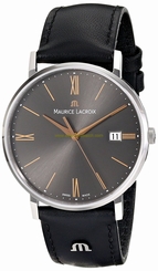 Maurice Lacroix Watches : EL1087-SS001-811 Quartz Analog Date Black Leather Men Watch