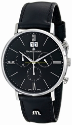 Maurice Lacroix Watches : EL1088-SS001-310 Quartz Chronograph Date Black Leather Men Watch