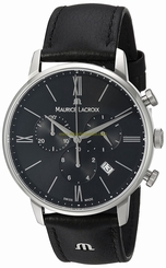 Maurice Lacroix Watches : EL1098-SS001-310-1 Quartz Chronograph Date Black Leather Men Watch