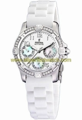 Festina Watches : F16021/D Quartz Multifunction Crystal Bezel Silicone Women Watch