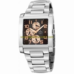 Festina Watches : F16234/c Quartz Multifunction Brown Dial Day Date Stainless Steel Men Watch
