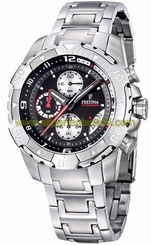 Festina Watches : F16358/3 Quartz Chronograph Black Dial Date Stainless Steel Men Watch