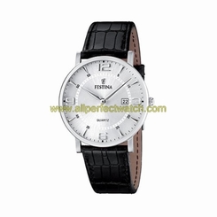 Festina Watches : F16476/3 Quartz Silver Date Dial Leather Men Watch