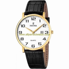 Festina Watches : F16478/1 Quartz White Date Dial Leather Men Watch