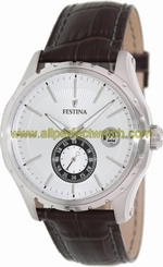 Festina Watches : F16486/5 Quartz White Dial Date Leather Men Watch