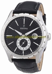 Festina Watches : F16486/8 Quartz Black Dial Date Leather Men Watch
