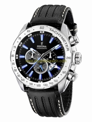 Festina Watches : F16489/3 Quartz Chronograph Black Dial Date Leather Men Watch
