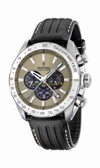 Festina Watches : F16489/7 Quartz Chronograph Gray Dial Date Leather Men Watch