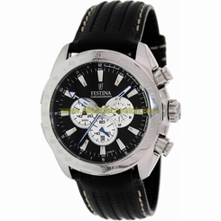 Festina Watches : F16489/9 Quartz Chronograph Black Dial Date Leather Men Watch
