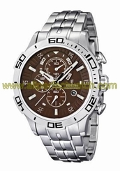 Festina Watches : F16565/9 Quartz Chronograph Brown Dial Date Stainless Steel Men Watch