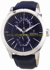 Festina Watches : F16573/7 Quartz Multifunction Blue Dial Date Leather Men Watch