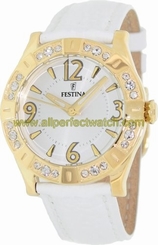 Festina Watches : F16580/1 Quartz White Dial Date Leather Women Watch