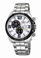 Festina Watches : F16583/1 Quartz Chronograph White Dial Date Stainless Steel Men Watch