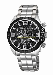 Festina Watches : F16583/4 Quartz Chronograph Black Dial Date Stainless Steel Men Watch