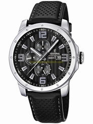 Festina Watches : F16585/4 Quartz Black Dial Day Date Month Black Leather Men Watch