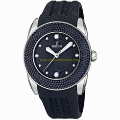 Festina Watches : F16591/5 Quartz Analog Black Dial Silicone Women Watch