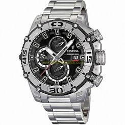 Festina Watches : F16599/3 Quartz Chronograph Date Black Dial Stainless Steel Men Watch