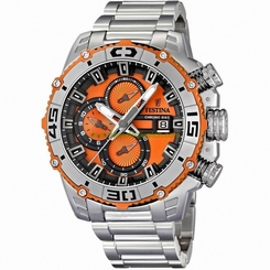 Festina Watches : F16599/6 Quartz Chronograph Date Orange Dial Stainless Steel Men Watch