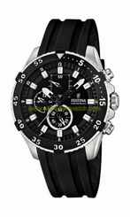 Festina Watches : F16604/2 Quartz Chronograph Black Dial Rubber Strap Men Watch