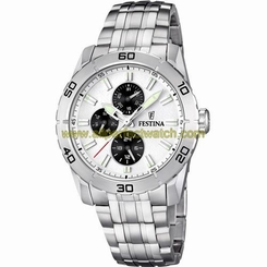 Festina Watches : F16606/1 Quartz White Dial Day Date Stainless Steel Men Watch