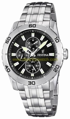 Festina Watches : F16606/4 Quartz Black Dial Day Date Stainless Steel Men Watch