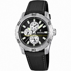 Festina Watches : F16607/3 Quartz Black Dial Day Date Leather Men Watch
