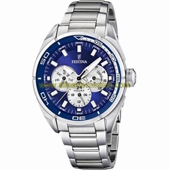 Festina Watches : F16608/3 Quartz Blue Dial Day Date Stainless Steel Men Watch
