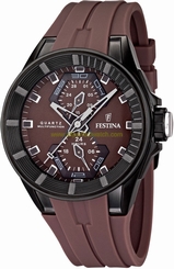 Festina Watches : F16612/2 Quartz Multifunction Brown Dial Date Rubber Men Watch