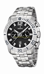 Festina Watches : F16613/4 Quartz Chronograph Date Black Dial Stainless Steel Men Watch