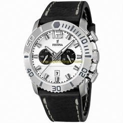 Festina Watches : F16614/1 Quartz Chronograph White Dial Date Leather Men Watch
