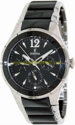 Festina Watches : F16624/3 Quartz Day Date Black Dial Stainless Steel and Ceramic Women Watch