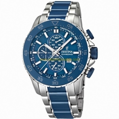 Festina Watches : F16628/2 Quartz Blue Dial Chronograph Date Stainless Steel and Ceramic Men Watch