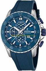 Festina Watches : F16642/2 Quartz Chronograph Blue Dial Date Rubber Men Watch