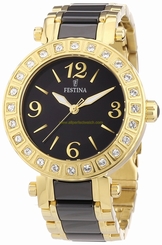 Fake AAA Festina Watches : F16644/2 Black Dial Luminescent Hands Women Watch Watch