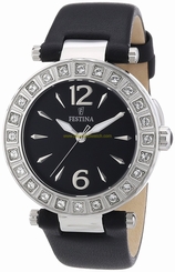 Festina Watches : F16645/4 Black Dial Calfskin Band Women Watch