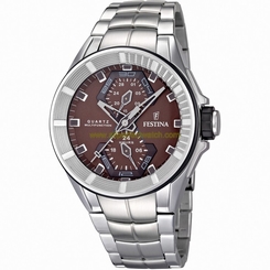 Festina Watches : F16652/2 Quartz Multifunction Brown Dial Date Stainless Steel Men Watch