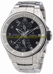 Festina Watches : F16652/4 Quartz Multifunction Black Dial Date Stainless Steel Men Watch