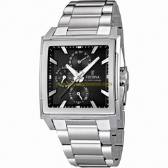 Festina Watches : F16653/4 Quartz Black Dial Day Date Stainless Steel Men Watch