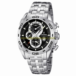 Festina Watches : F16654/3 Quartz Chronograph Black Dial Date Stainless Steel Men Watch