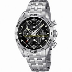 Festina Watches : F16654/4 Quartz Chronograph Black Dial Date Stainless Steel Men Watch