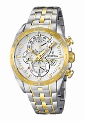 Festina Watches : F16655/1 Quartz Chronograph Silver Dial Date Two Tone Stainless Steel Men Watch